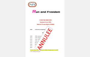 Annulation du meeting 1/2 fond (13 juin)