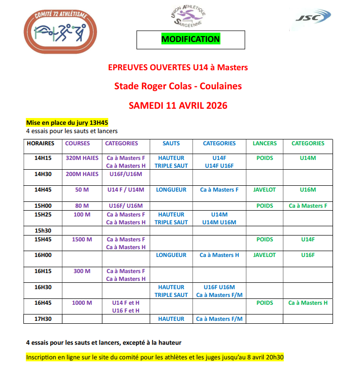 Epreuves Ouvertes sur piste