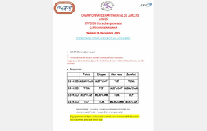 Départementaux de Lancers Longs - NOUVEAUX HORAIRES