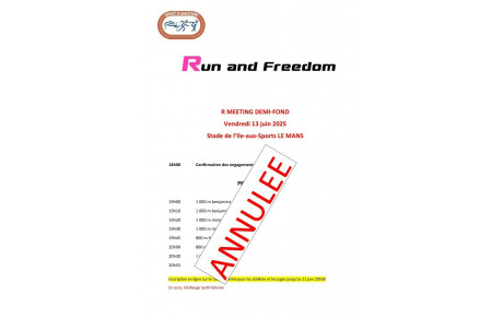 Annulation du meeting 1/2 fond (13 juin)